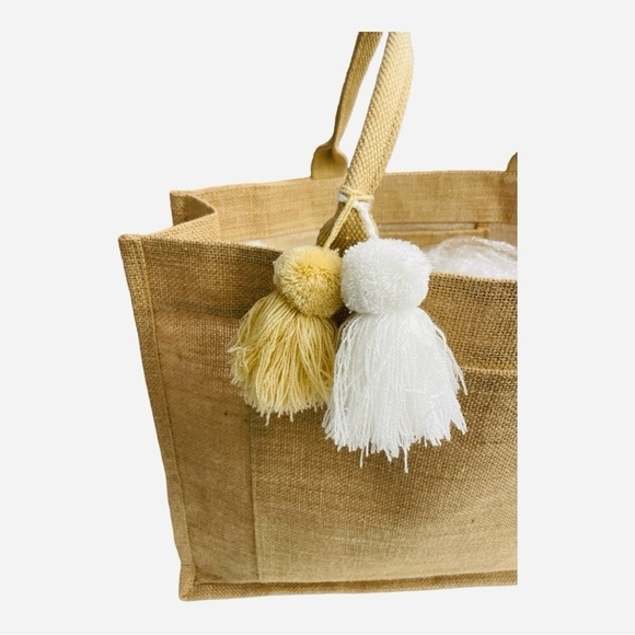 Mud Pie JUTE TAN TOTE BAG - Picture 5 of 10
